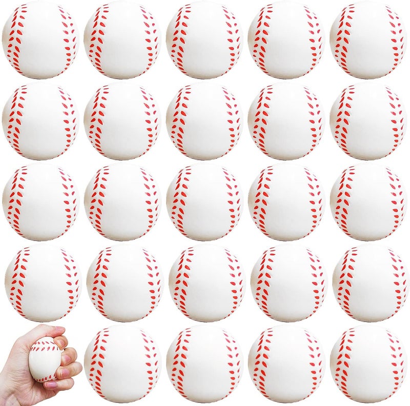 Dshengoo 24 Pcs Baseball Stress Ball,2.5 Inch Mini Squeeze Foam Baseball,Relaxable Sports Ball for Themed Party Favors,Decoration,Anxiety Relief - Image 1